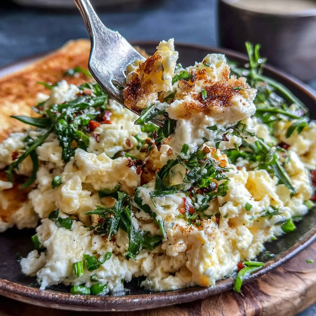Scrambled Eggs with Dandelion Greens