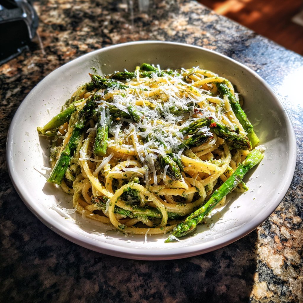 Pesto Pasta with Fresh Asparagus