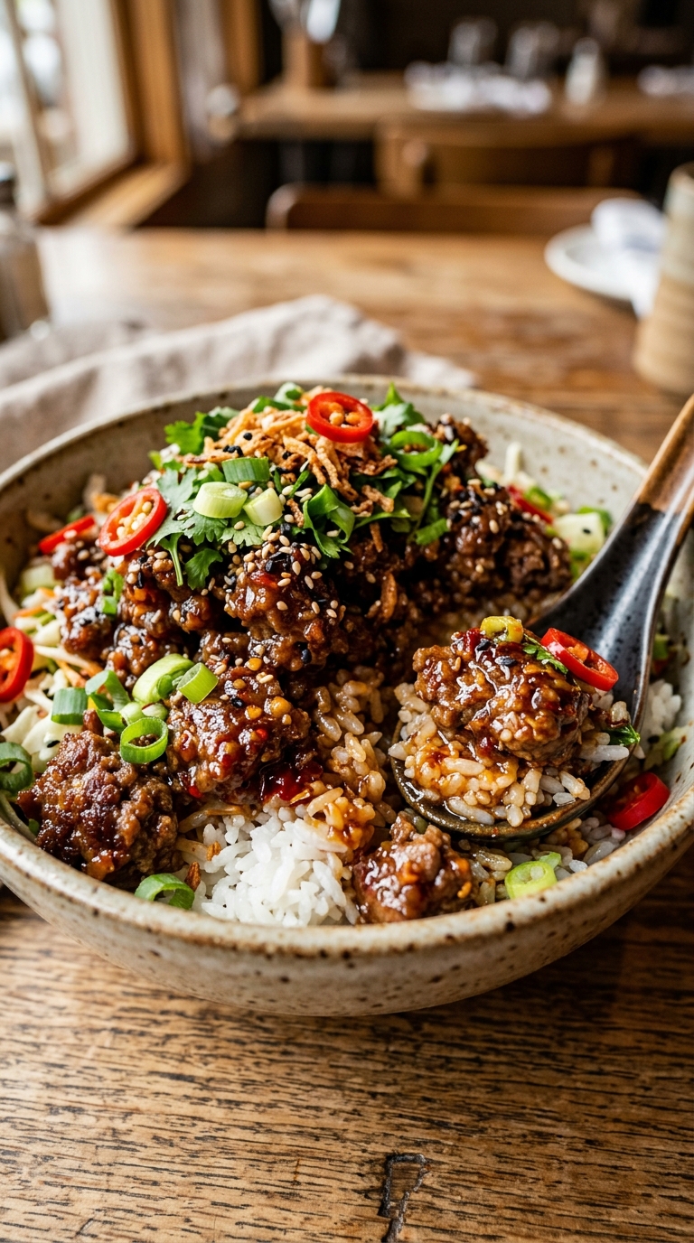 Sweet and Spicy Hamburger Meat Bowls